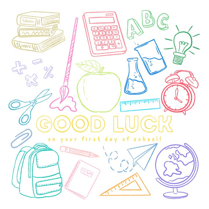 Good Luck on your First Day of School Greetings Card for wholesale by Sayers Studio