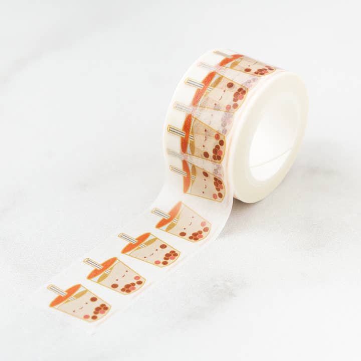 Happy Boba Balls Bubble Tea Washi Tape, Pattern Paper Tape for wholesale by ILOOTPAPERIE