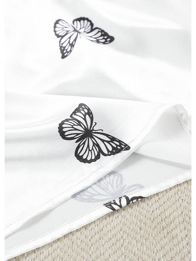 White Aria - Satin Butterfly Pajama Set for wholesale on Faire