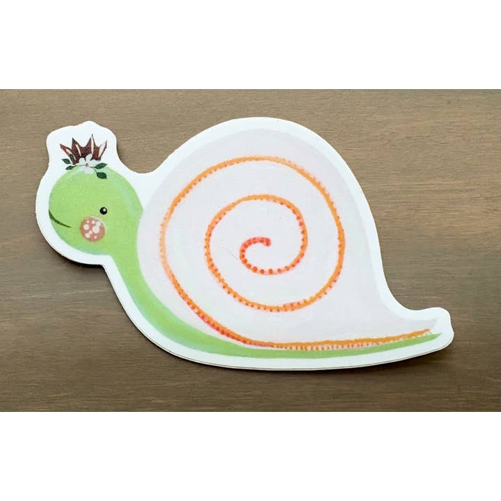 Snail Queen Waterproof Vinyl Sticker for wholesale by Maryellen Kim Art And Design