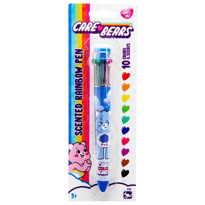 Kangaru Toys & Stationery – Großhandel Stift – Care Bears Duftstift in Regenbogenfarben — Grumpy Bear, blauer Schaft