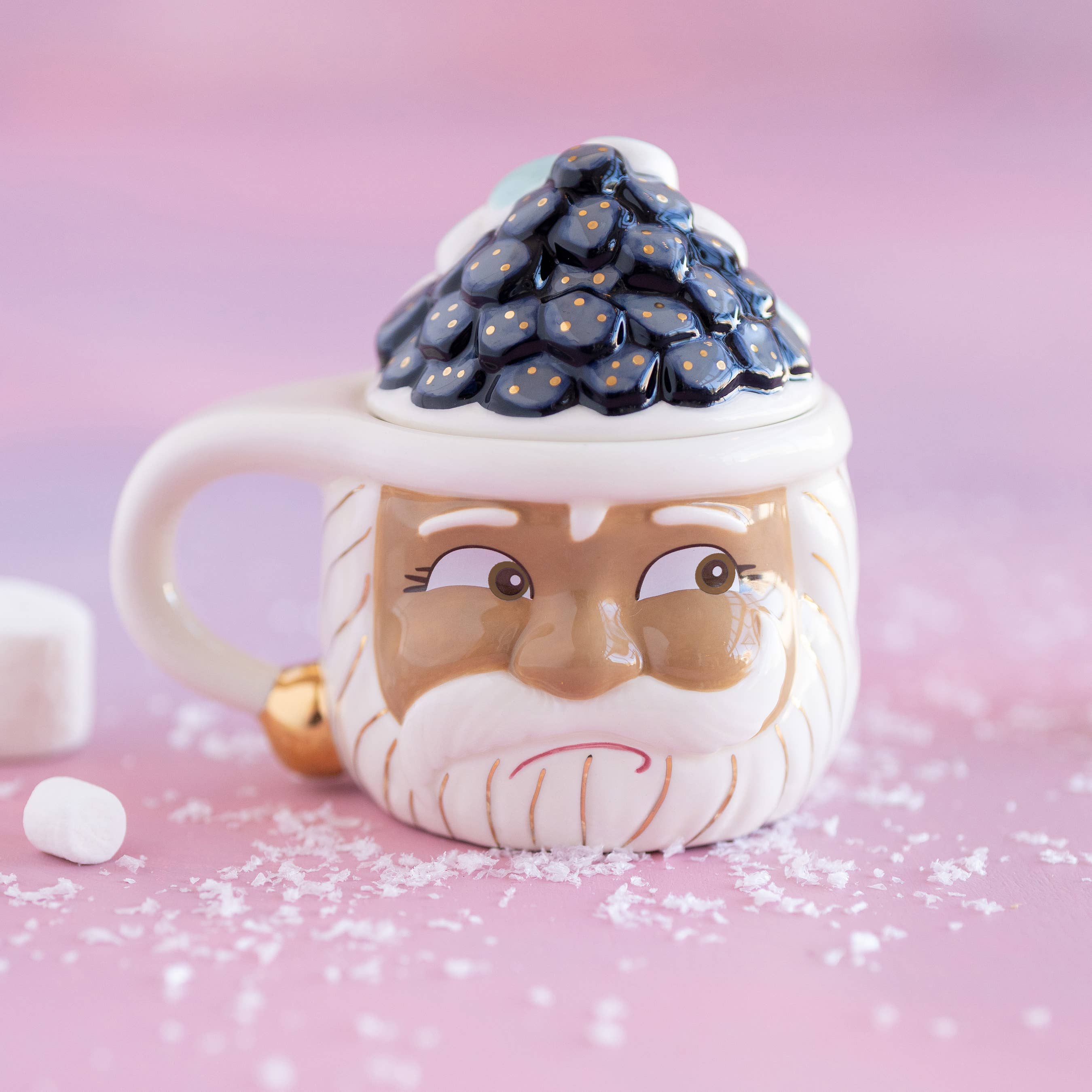 Glitterville - Wholesale Coffee Mug - Glitterville Brown Papa Noel Naughty & Nice Mug, Ceramic, 6.0