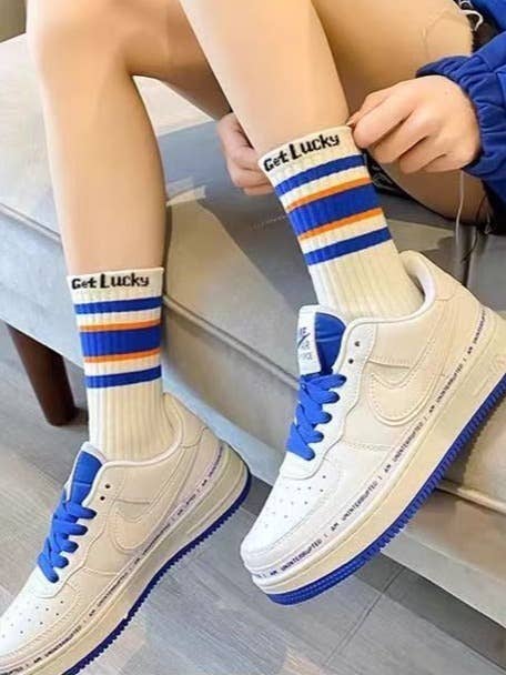 Sweetkama - Vente Chaussettes – femme - Chaussettes femme à rayures color block montant au-dessus de la cheville7