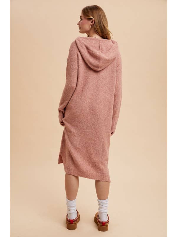 SOFT PINK Loose Fit Hoodie Sweater Dress for wholesale on Faire2