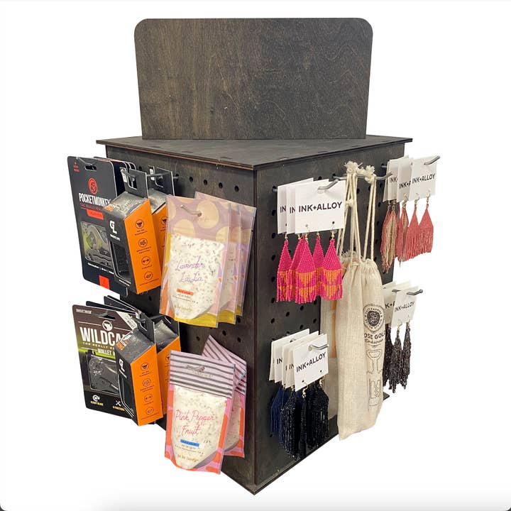 Torched Displays - Wholesale Retailer display stand/case - Rotating Pegboard Display1