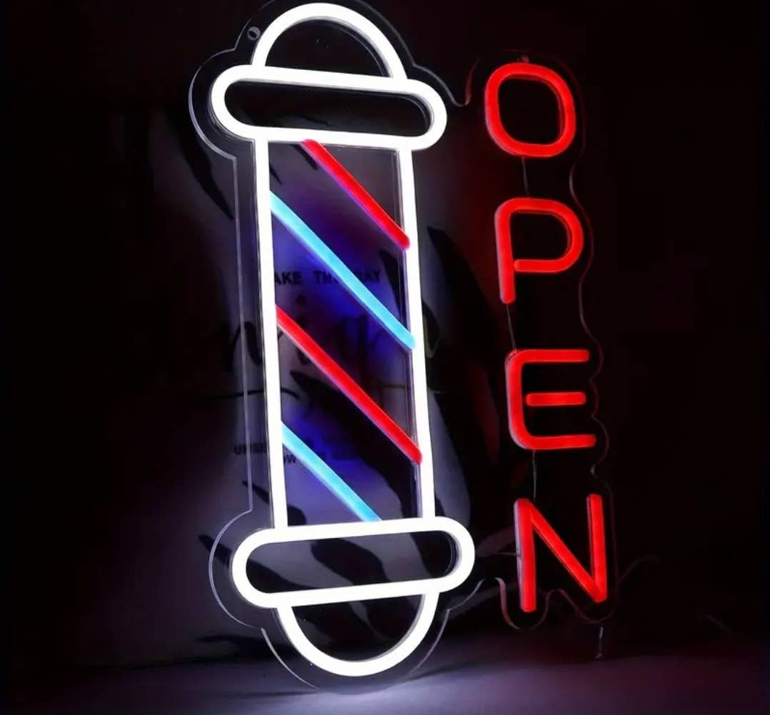 Salon Equipment Pros - Vente Enseignes néon - OP-Tech Barbershop Enseigne Lumineuse LED Ouverte 16"2