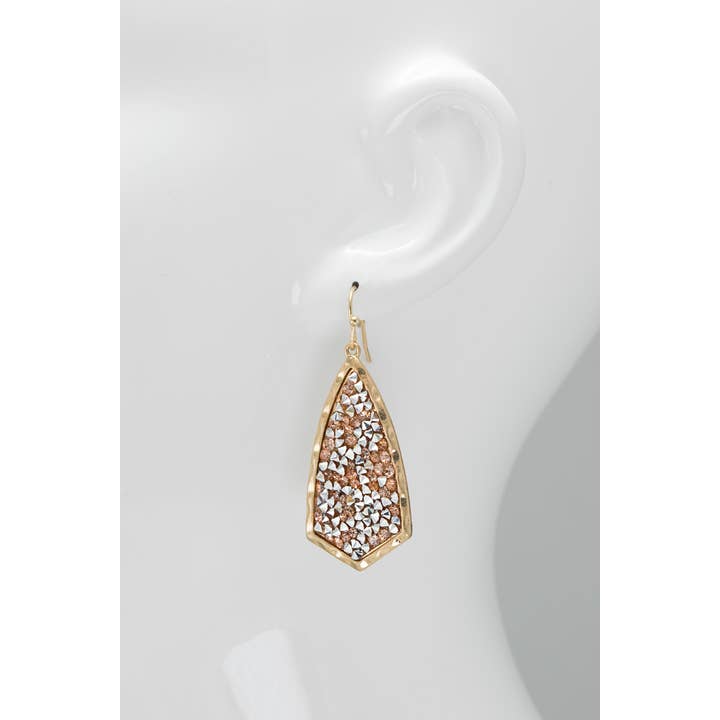 Silver Glitter Stone Dangle Hook Earrings for wholesale on Faire