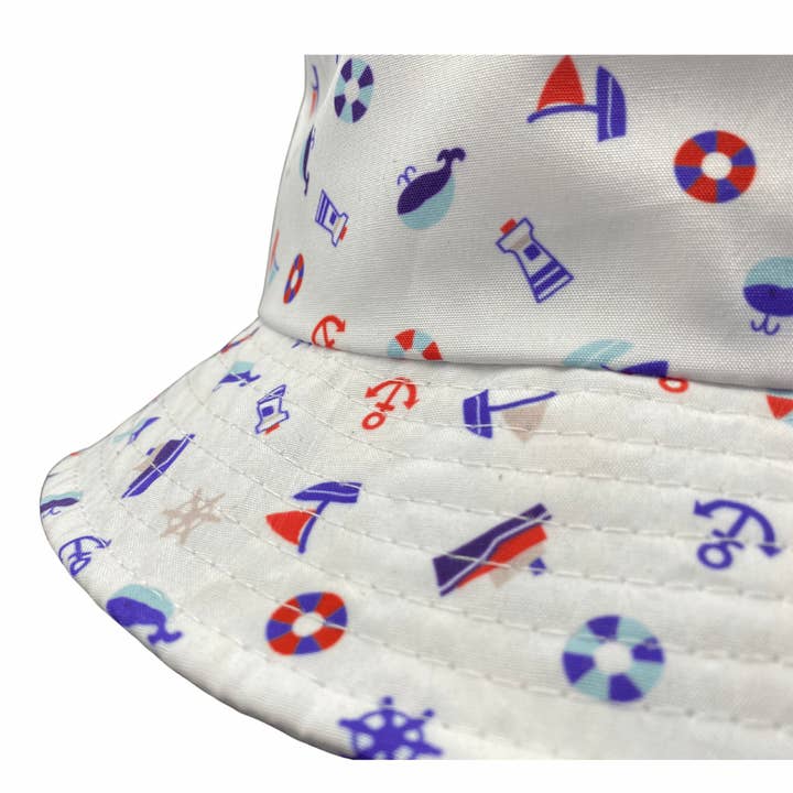 White Jacaru Kids Nautical Bucket Hat for wholesale on Faire