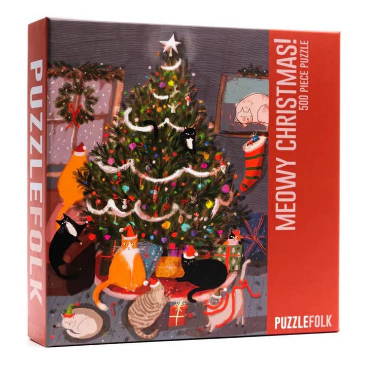 Puzzlefolk - Wholesale Puzzle - Adult - Meowy Christmas! 500 Piece Christmas Cat Puzzle