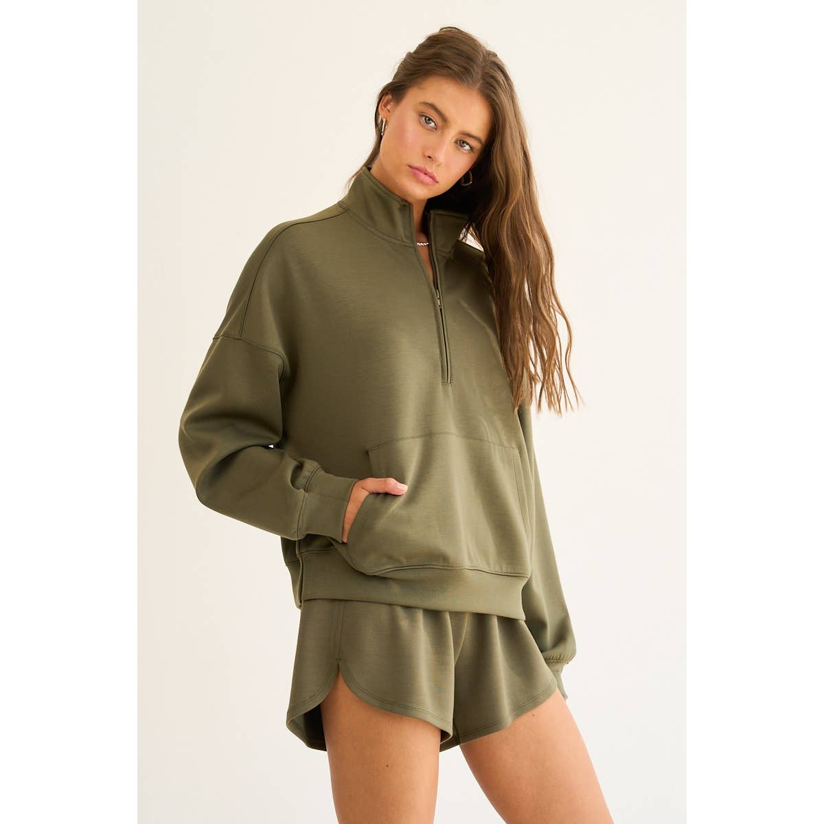 The GREii - Wholesale Sweatshirt - Women's - Mock Neck Half Zip Up Sweatshirt24