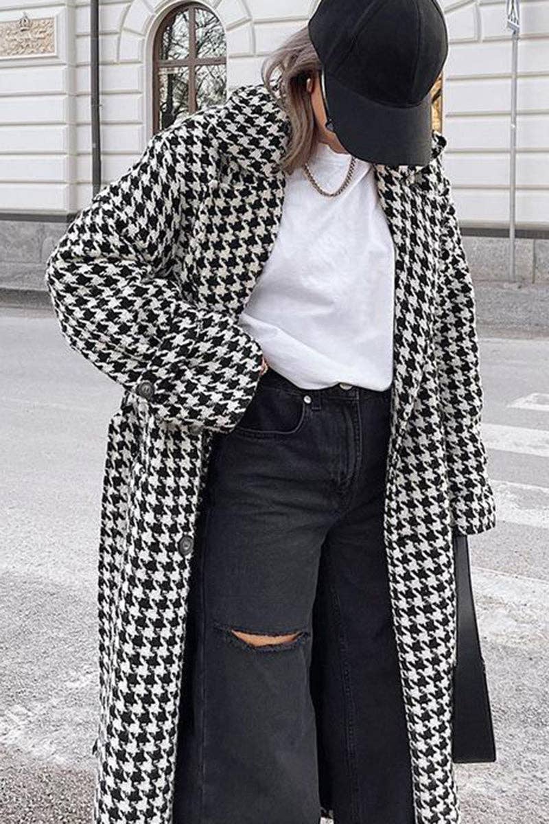 Mccolin - Wholesale Coat - Women's - Oversized Houndstooth Long Coat3