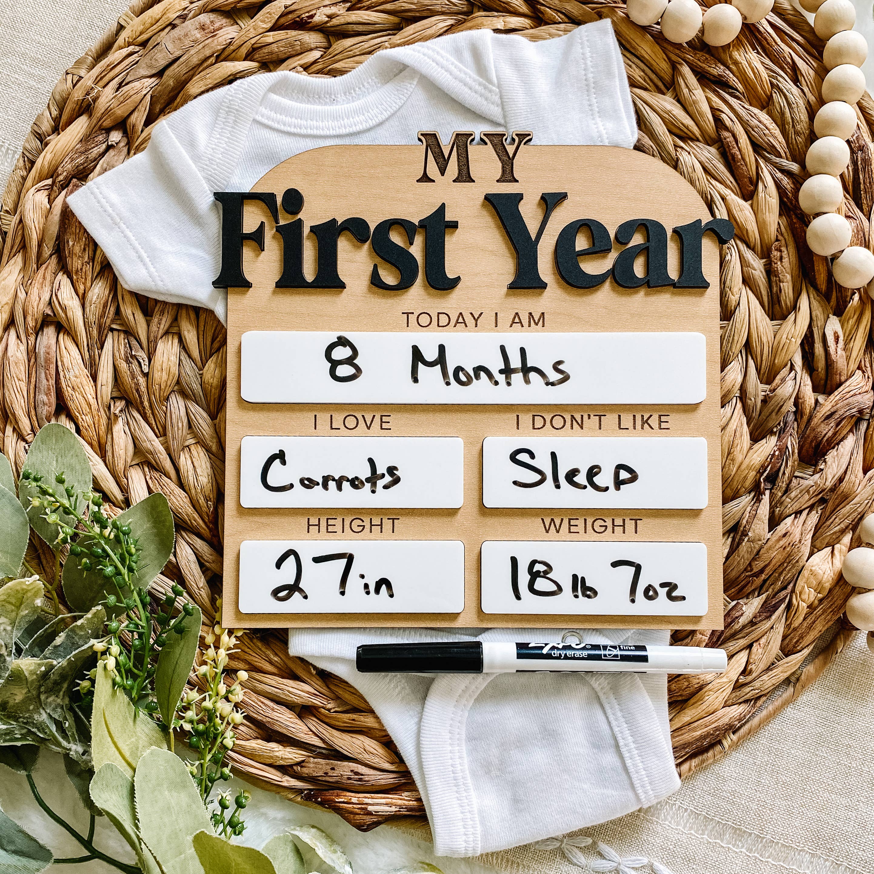 Claire and Bella - Vente Illustration événement/souvenir - Enfant et bébé - Tableau des statistiques mensuelles des jalons de la première année13