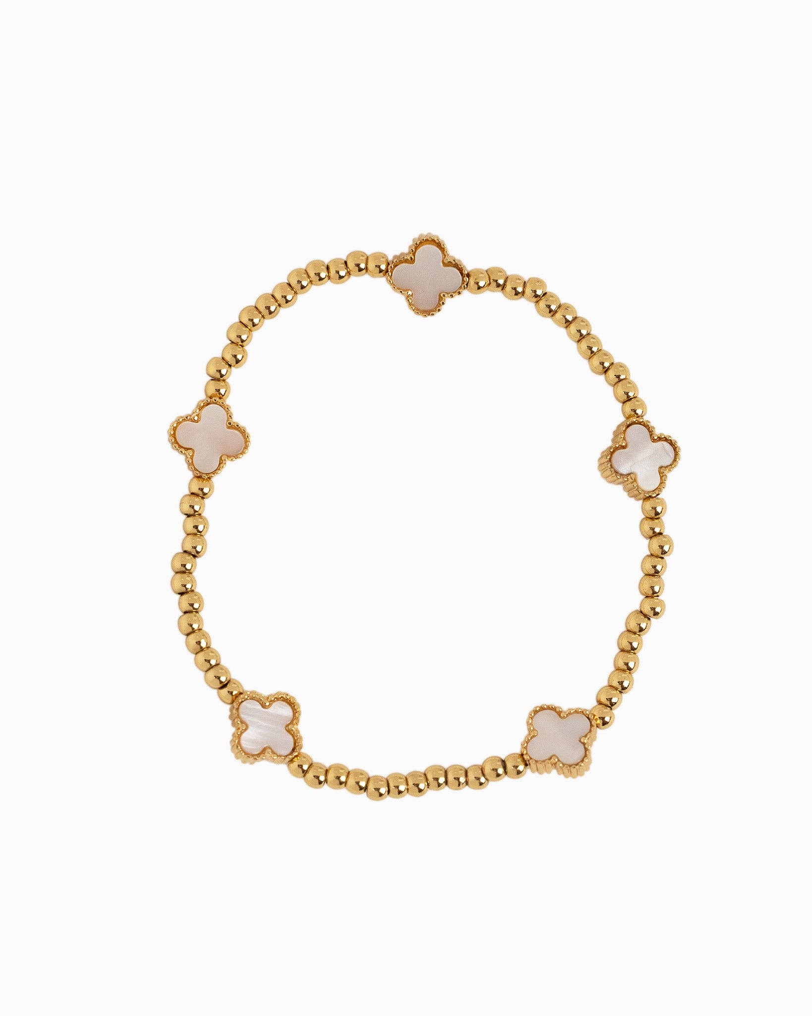 Sessori - Wholesale Jewelry Set - MOP Clover Stretch Beaded Bracelets, Set of 34