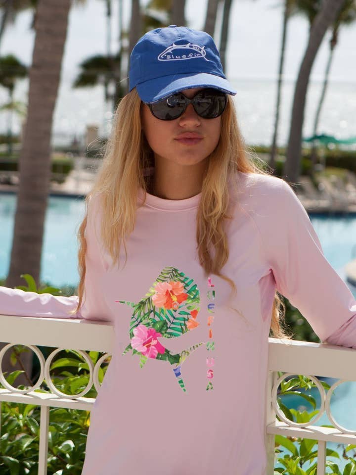 Top solar con diseño de delfines con flores para venta al por mayor de Bluefin USA