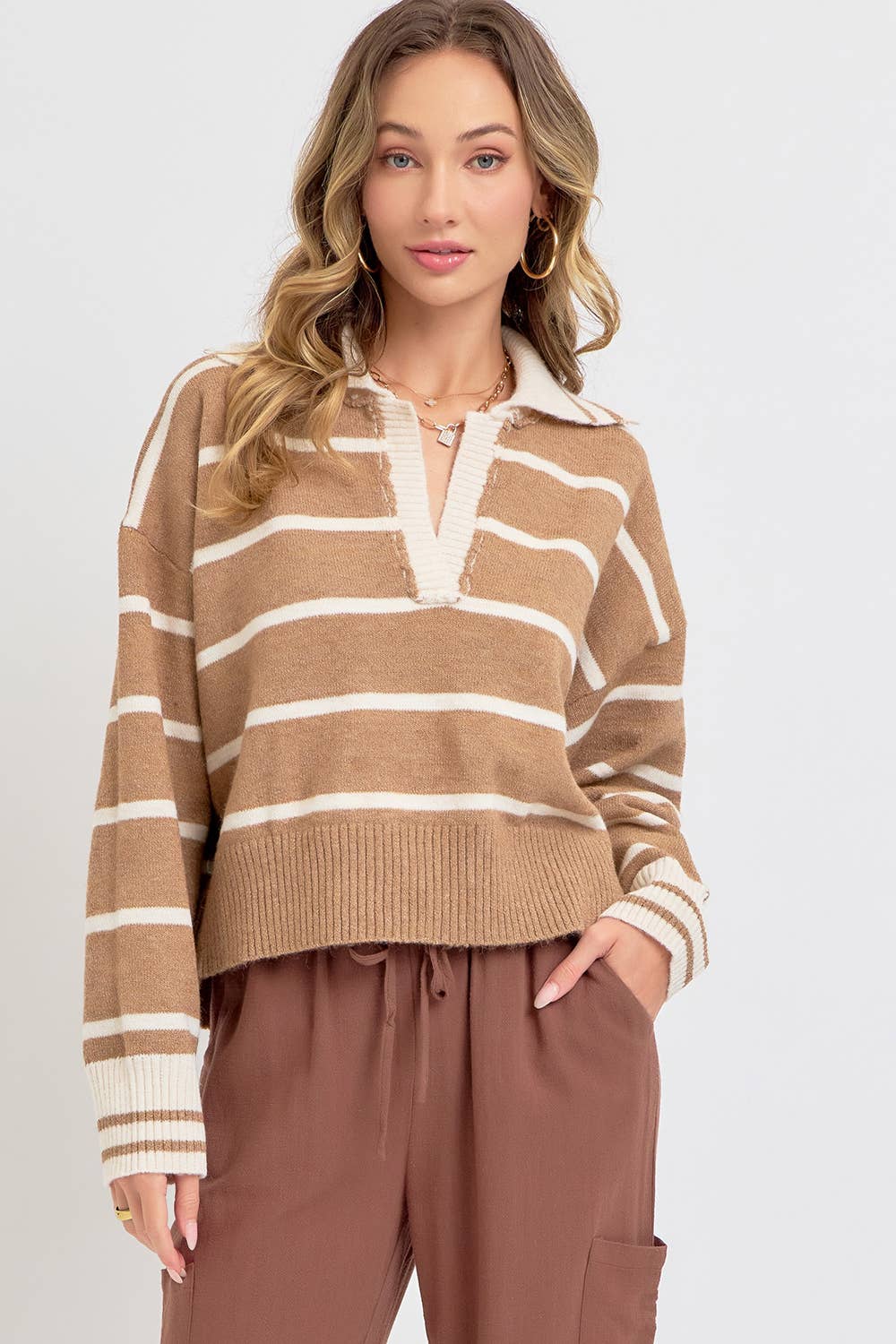 Sweet Lovely by Jen - Wholesale Knit Sweater - Women's - STRIPED EVERYDAY  KNIT SWEATER0