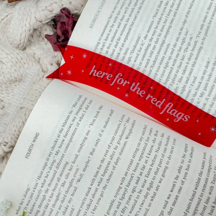 Between The Ink - Wholesale Bookmark - Here For The Red Flags - Red Acrylic Bookmark