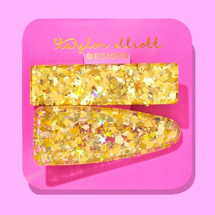 *ON SALE* Claw Hair Clip Set - Med - Gold Confetti - 2 Pcs for wholesale by Taylor Elliott Designs