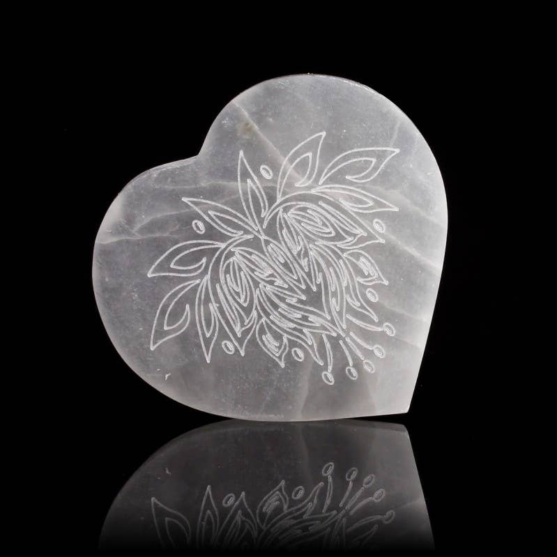 UniArt – wholesale Prydnad – Selenitplatta i hjärtform med gravyr, 14 cm6