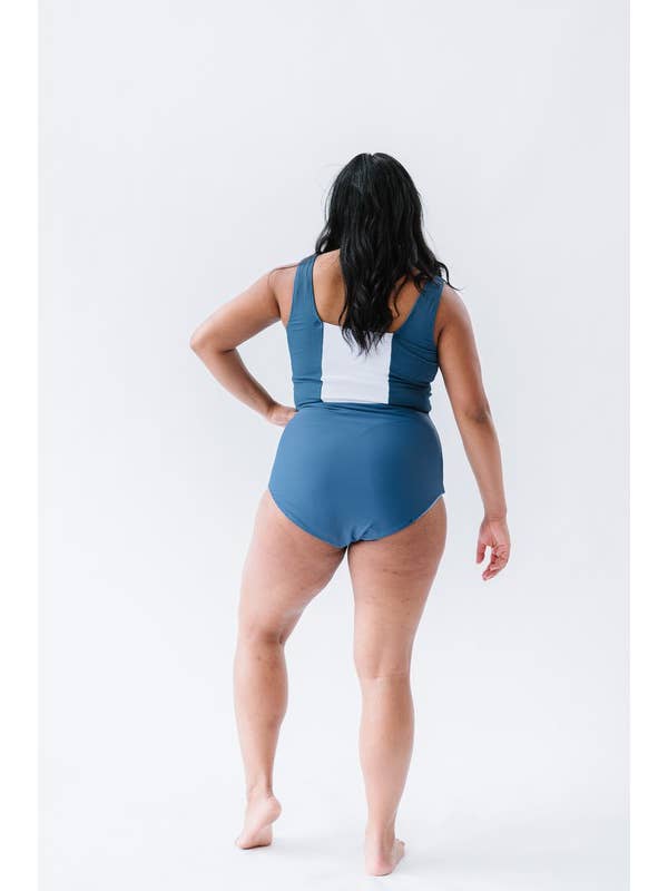 Bleu profond Haut de bain bleu foncé à blocs de couleurs en vente sur Faire3