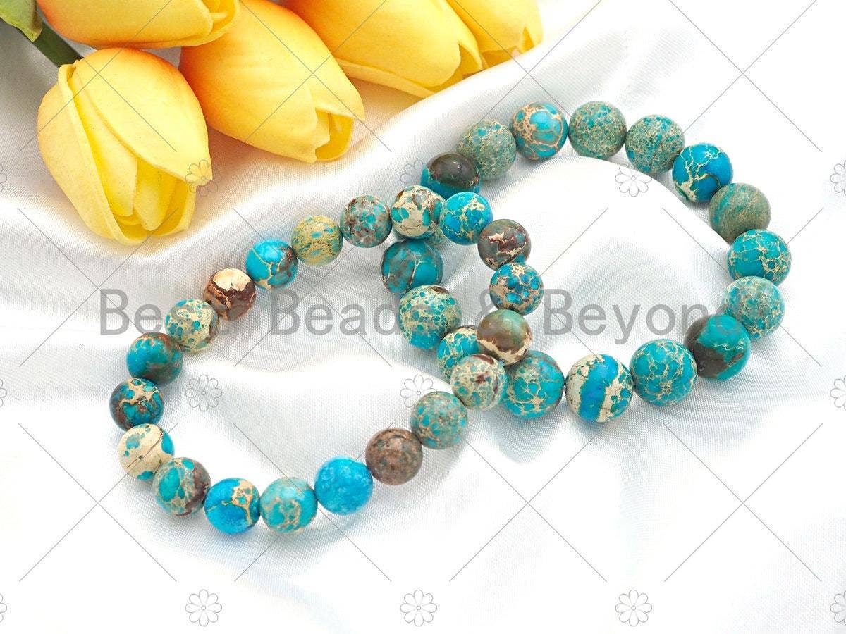BestBeads&Beyond - Wholesale Beaded Bracelet - Turquoise Blue Imperial Jasper Stretchy Bracelet, Sku#EF342