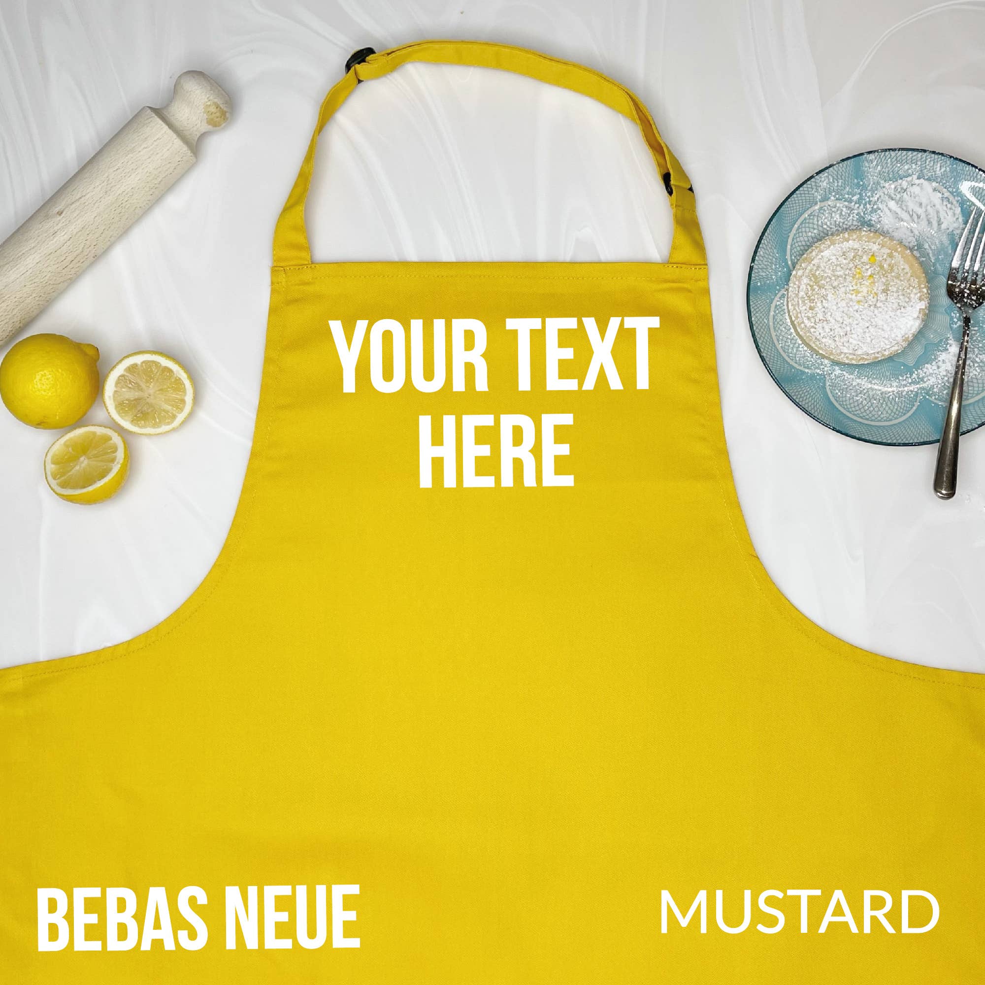 Lovetree Design - Vente Tabliers - Tablier moutarde personnalisé0