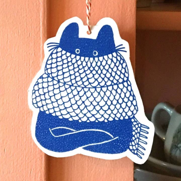 Colgante de papel con gato azul adorable para venta al por mayor de Atelier Titi Ellen de Bruijn