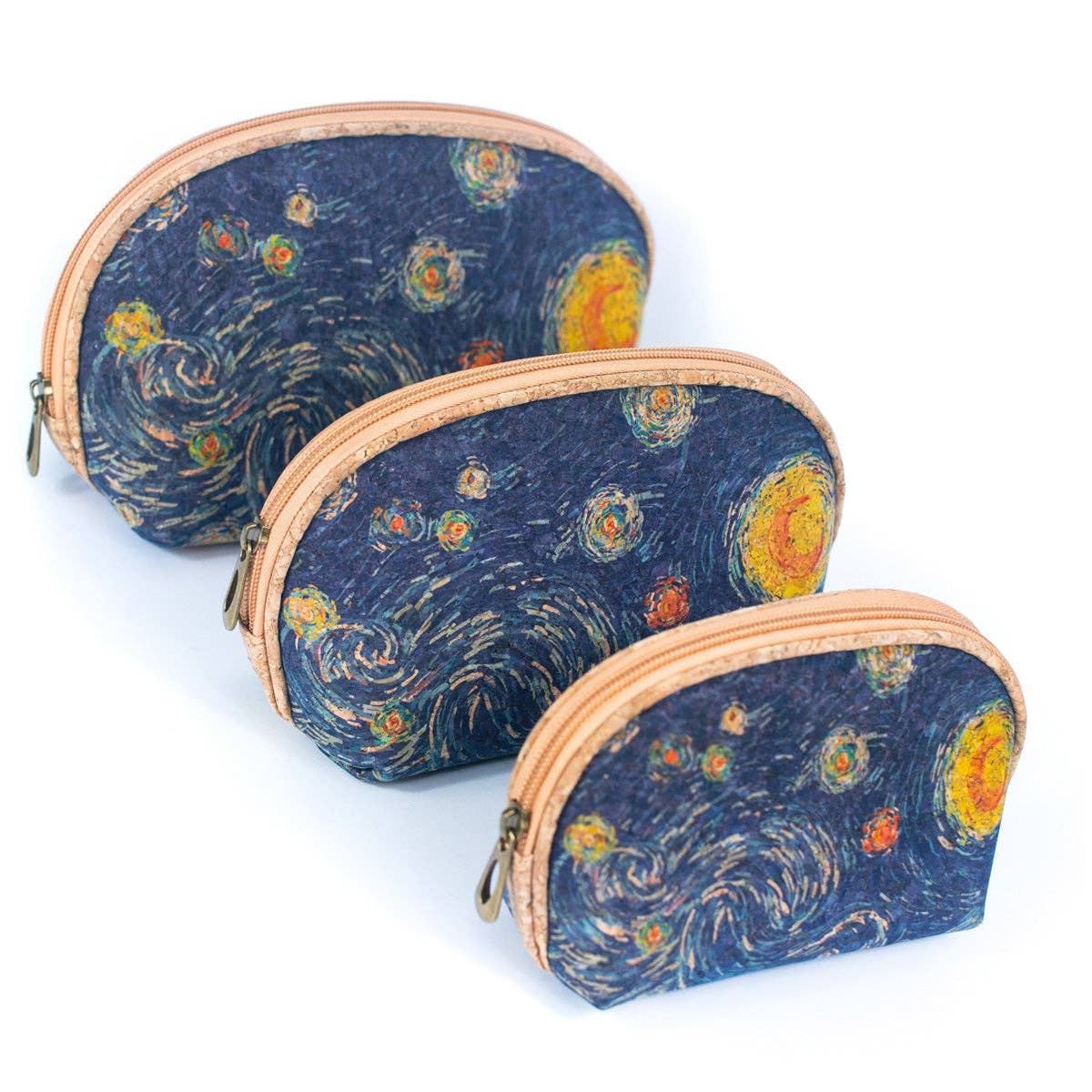 Meninas Bonitas Cork - Wholesale Makeup/Cosmetic Bag - Luxury Women's 3-Piece Cork Cosmetic Bag Set BAG-22672