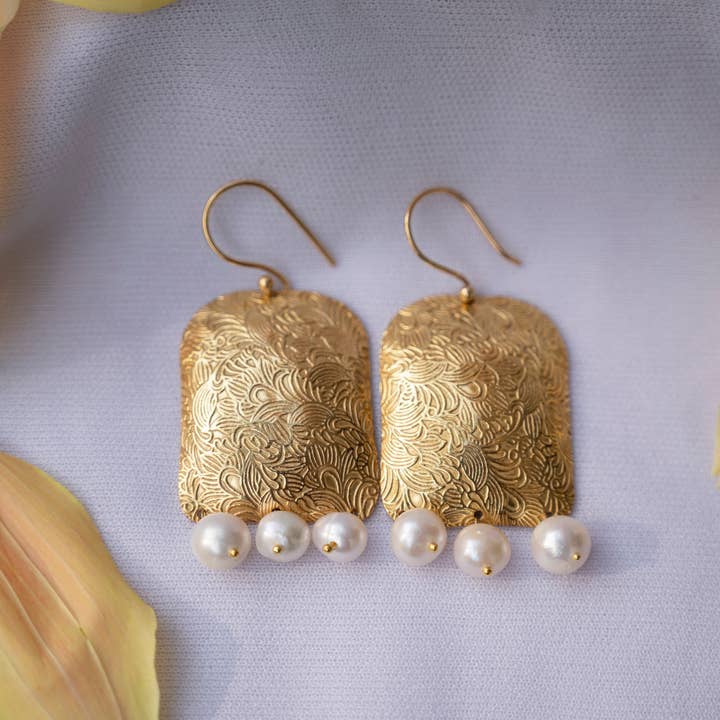 DIORA - Wholesale Dangle Earrings - Floral Pearl Drops Indian Mughal Earrings Festive Jewelry5