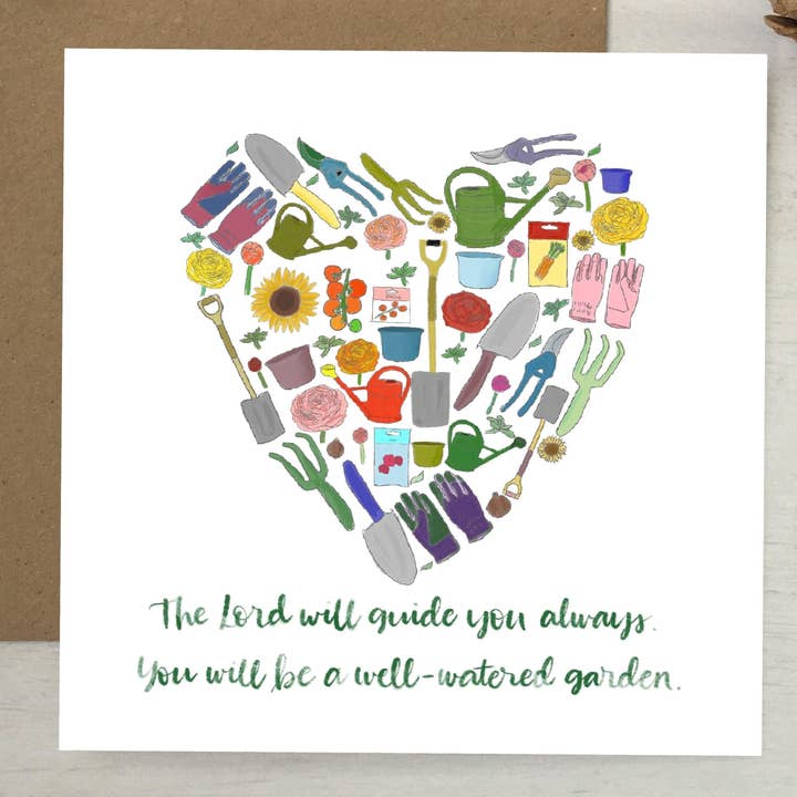 Christian gardening heart greeting card with scripture verse for wholesale by And Hope Designs - Cards, Stickers & Stationery