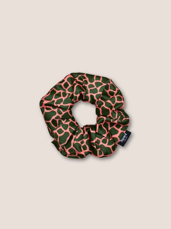 Mosaic Print Green and Pink Hair Scrunchie for wholesale by Newt London