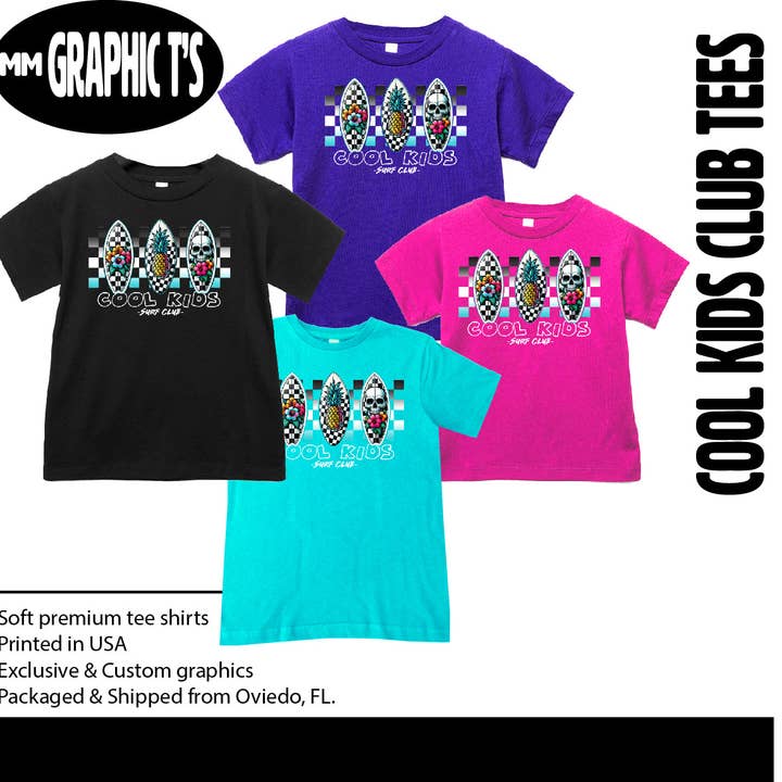 T-shirt du Club de Surf des Enfants Cool, (Options Multiples) pour la vente par Micro Me