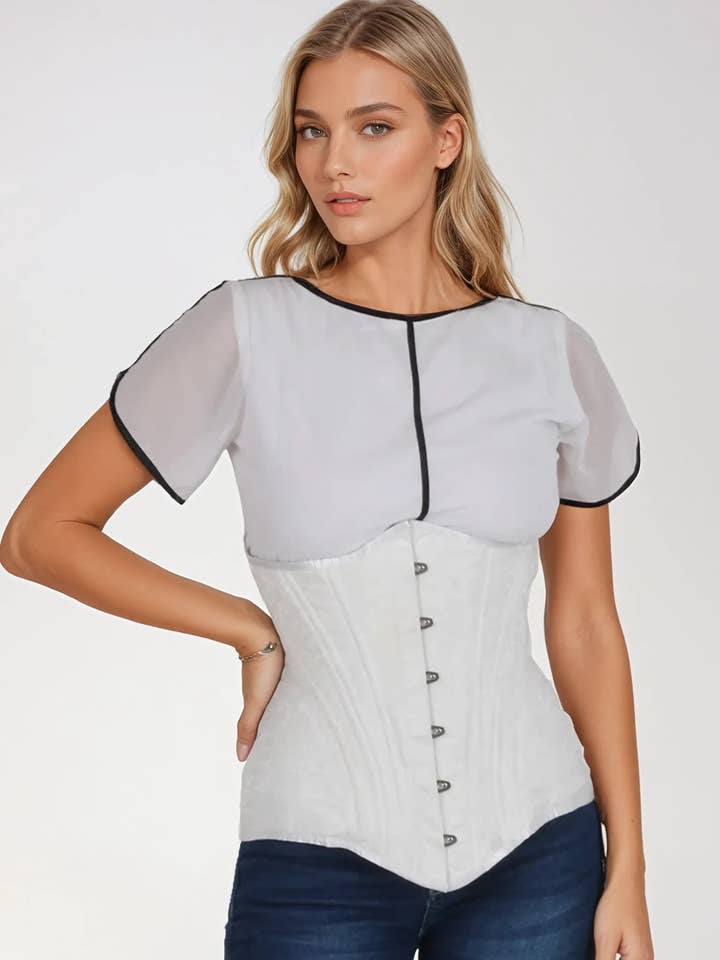 Corset Blanc Latasha Waist Trainer pour la vente par LUXE NOIR