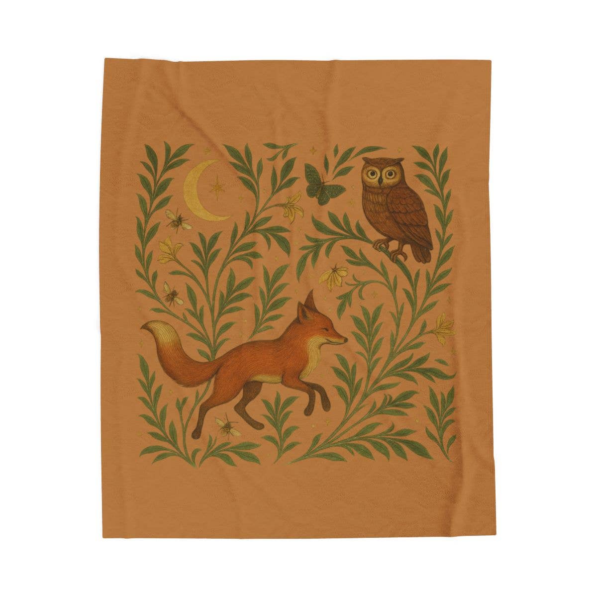 Upside Down Owl Farm - Wholesale Throw Blanket - Woodland Fox & Owl Throw Blanket – Cozy Nature Inspired Boho3