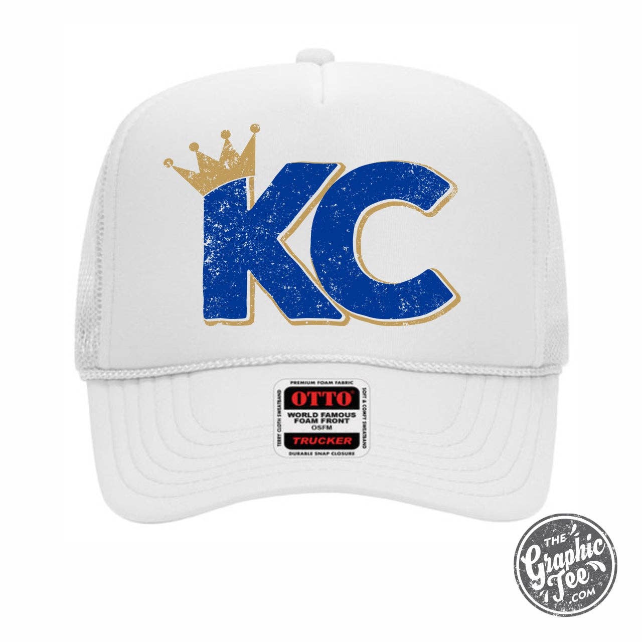 White *WHOLESALE* KC Crown Trucker Cap for wholesale on Faire0