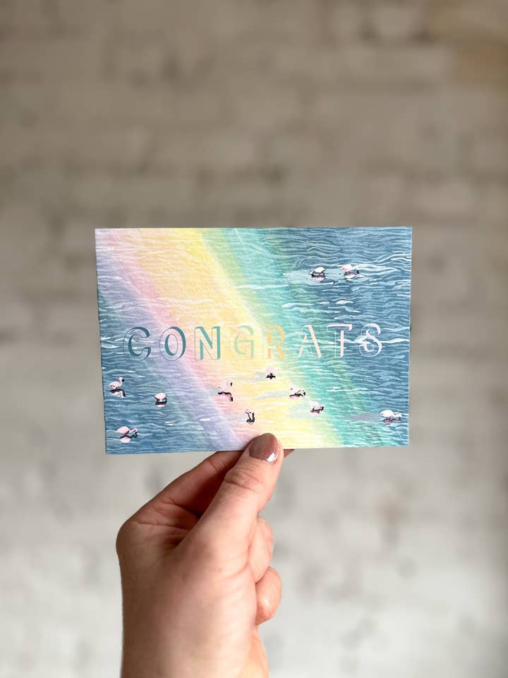 Congrats Flamingos Card for wholesale by This Thursday