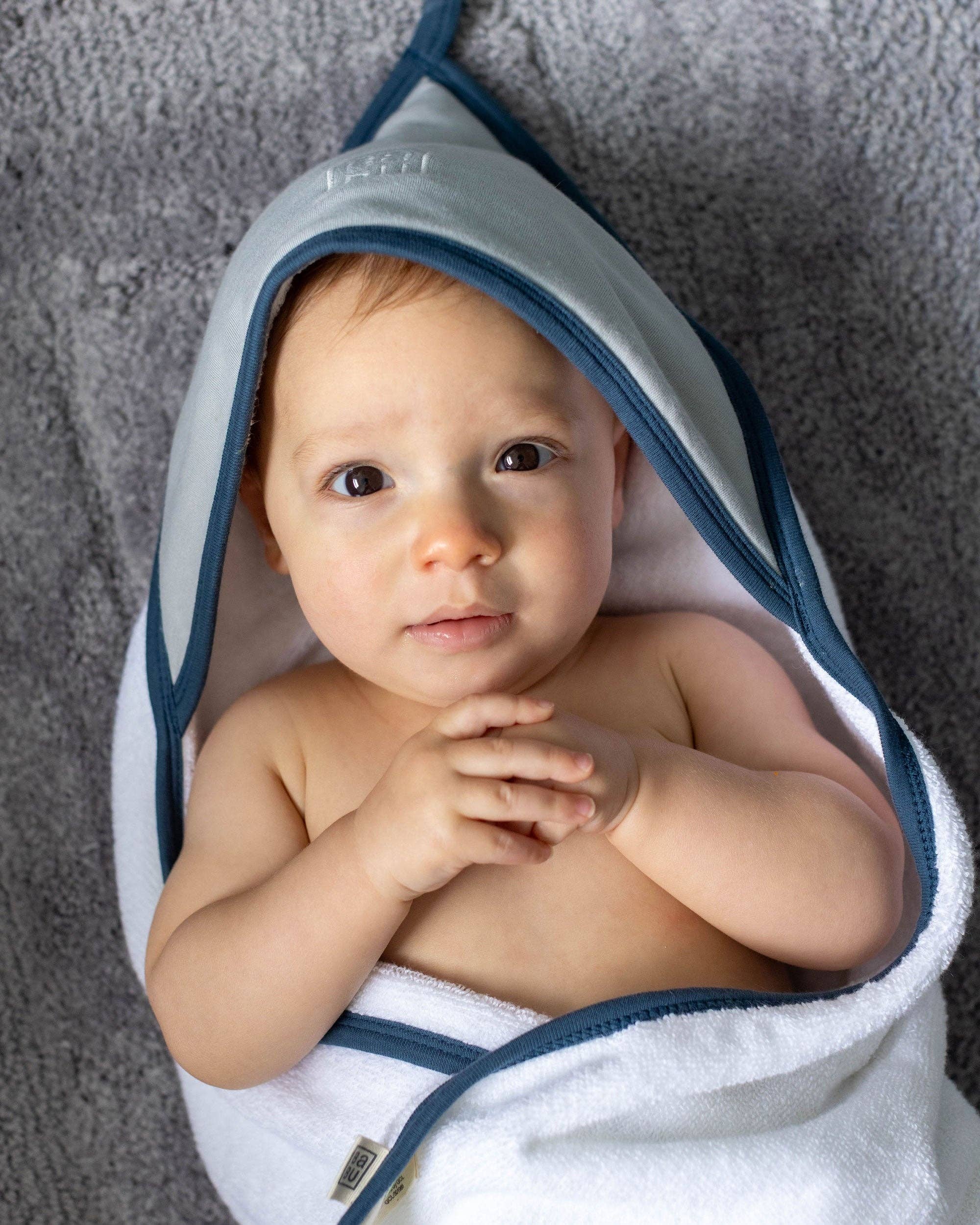 Babu - Wholesale Hooded towel – Child & baby - Terry Hooded Baby Towel - Sky Contrast