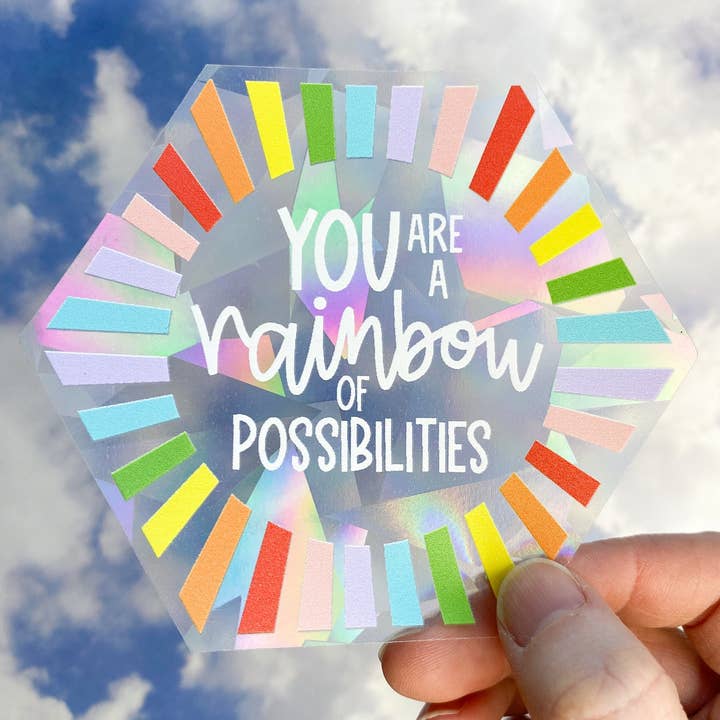 Adhesivo Suncatcher «Eres un arcoíris de posibilidades» para venta al por mayor de Hale Yeah Design Co.