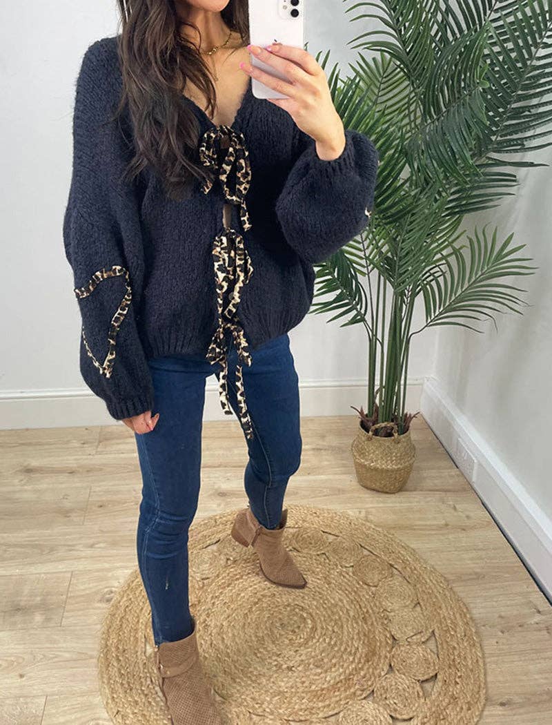 Masyal – Engroshandel Pullover - Dame – Striktrøje med bindebånd og hjerteaccenter8