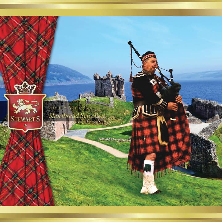 Loch Ness Piper Shortbread Tin - 400g for wholesale by Stewart's Scotland