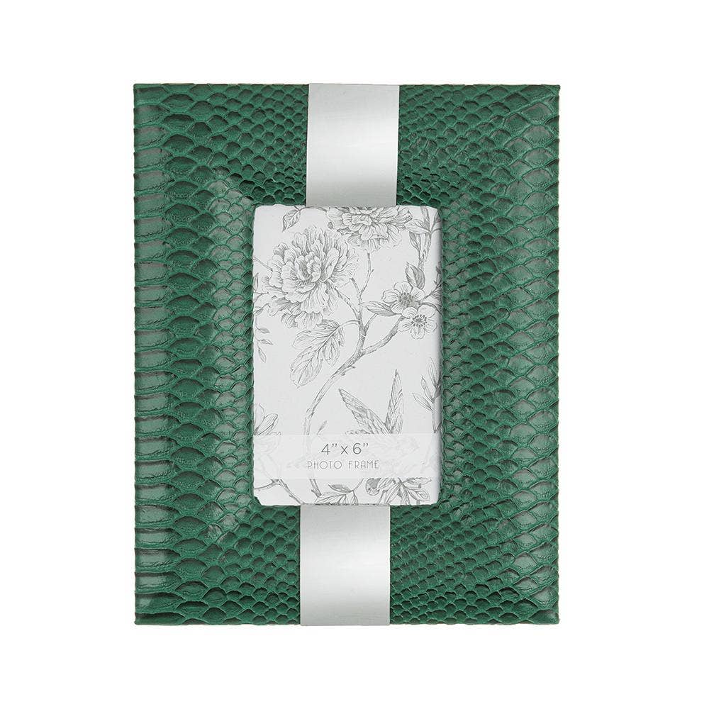 A&B Home Group Inc. – wholesale Picture frame – 7.5x9.5" Green Faux Croco Photo Frame - 4x6" Opening1