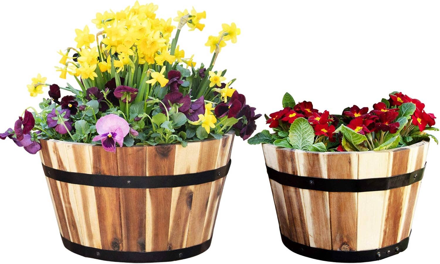 Above Edge - Wholesale Planter Box - Round Wood Planters, Set of Two, 16 and 13 Inch Diameter