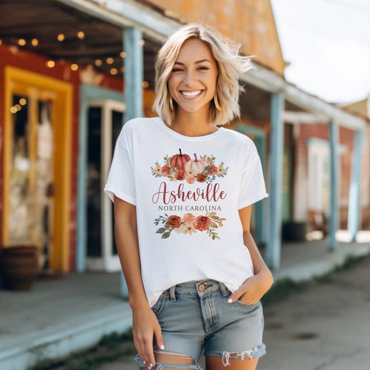 Graphic T-Shirt, Fall & Harvest, Pumpkins, Custom Name Drop for wholesale by Clairmont & Co