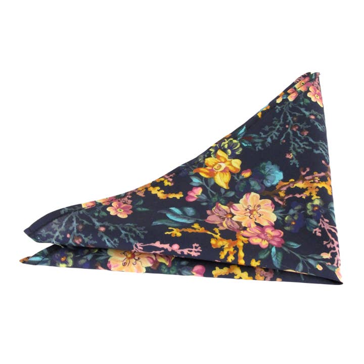 Coral Meadow Pocket Square Made with Liberty Fabric for wholesale by Cecil Jones