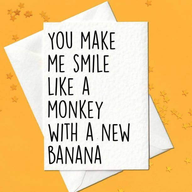 Mi fai sorridere come una scimmia con una banana - per la vendita all'ingrosso da parte di Prickly Cards