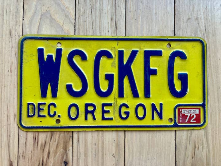 1972 Oregon Forfængelighedsnummerplade - WSGKFG for engroshandel hos RusticPlates