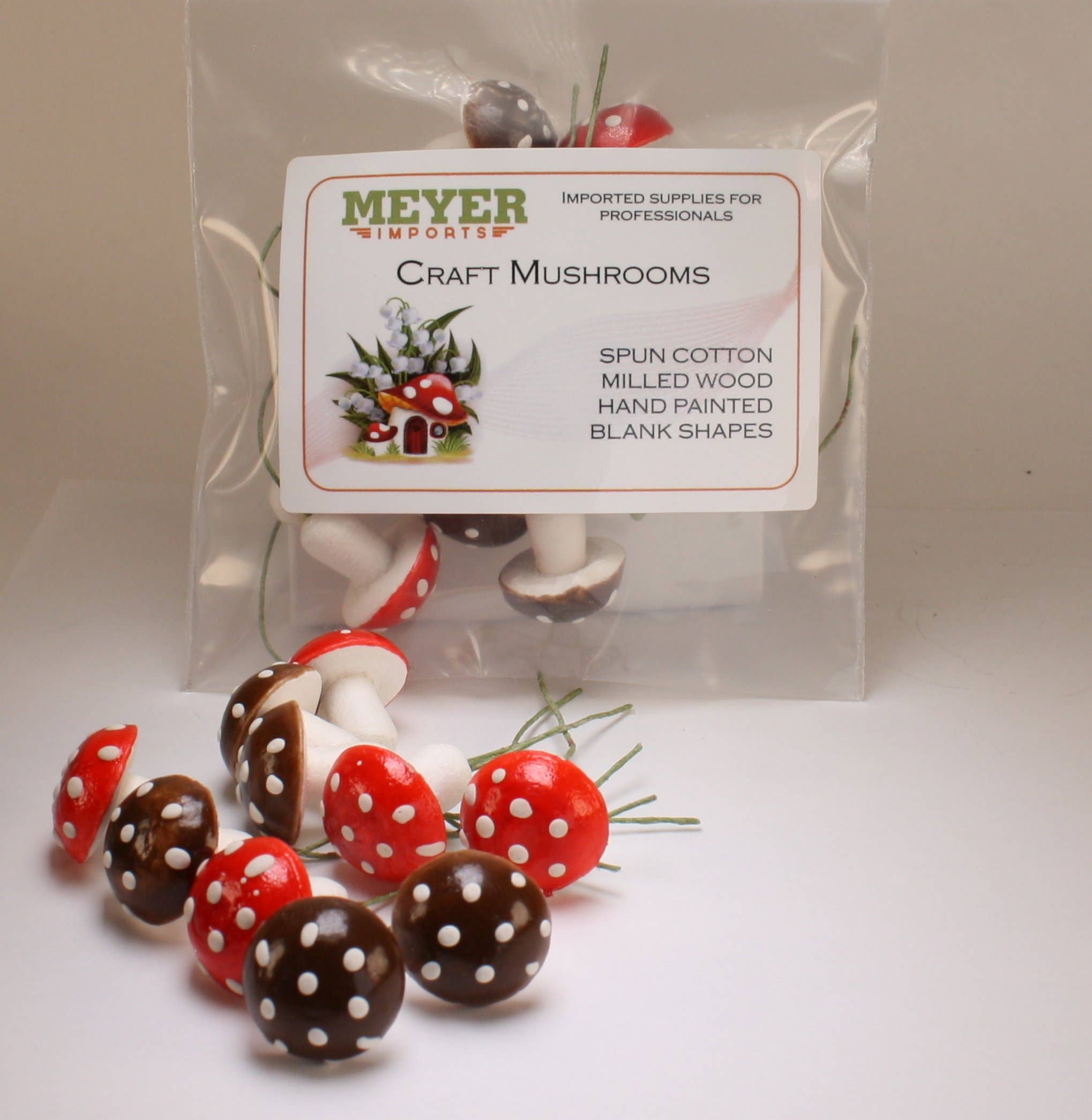   Red & Brown Mix - Large 3/4" Spun Cotton - 10 pcs - 218-0117 for wholesale on Faire3