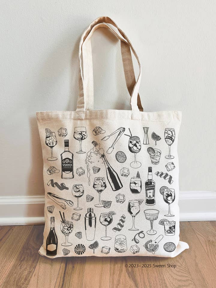 Aperol Spritz Cotton Canvas Tote Bag Cocktail Theme Gift for wholesale by Sween Shop