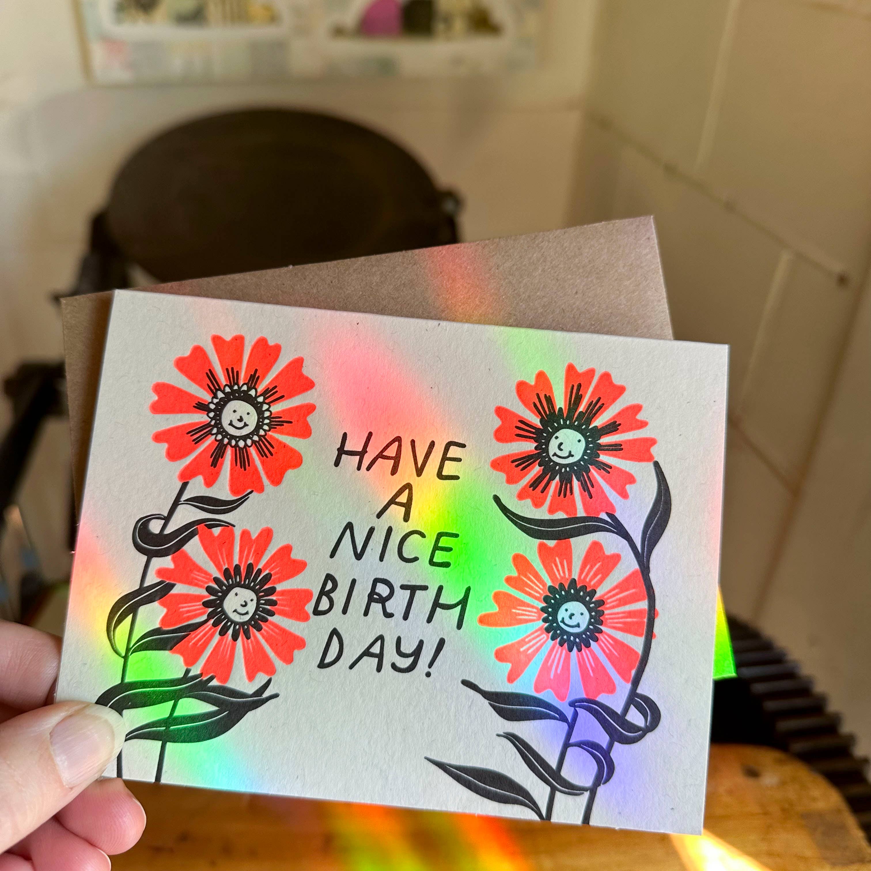 Ratbee Press - Wholesale Birthday Card - Birthday Flowers Letterpress Card2