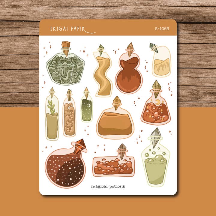 Magiske Potions Sticker Sheet for engroshandel hos Ikigai Papir