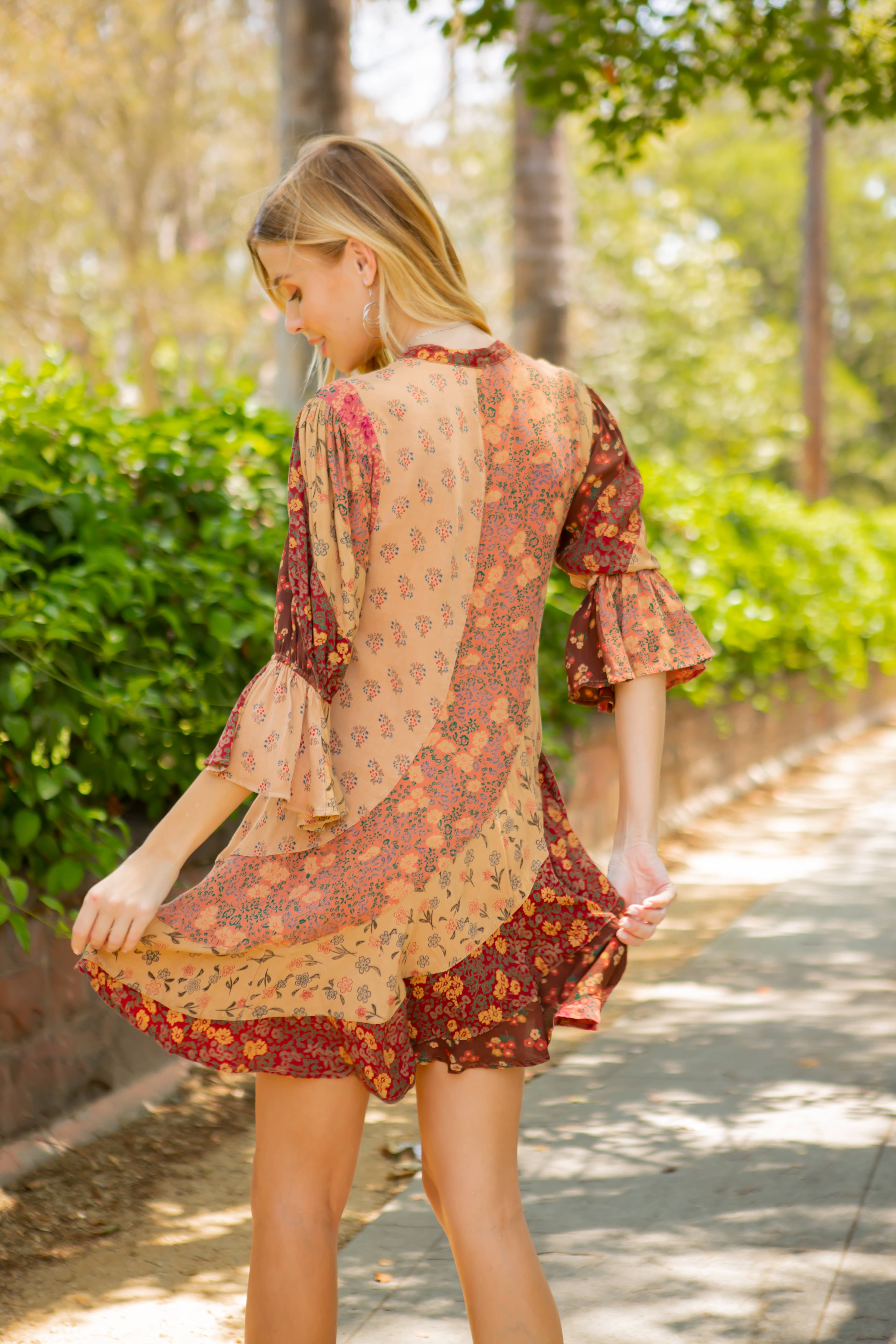 Young Threads - Wholesale Dress - Women's - Boho Patchwork Overdyed Babydoll Dress15